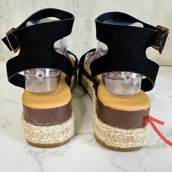 Dream Pairs Maria Sandals Black Beige Women's 9 Platform Espadrilles Strap Wedge - Picture 4 of 8